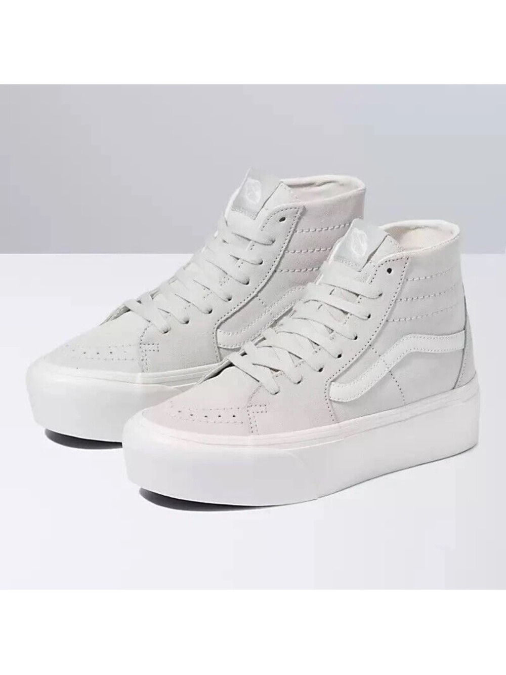 Vans Women's High-Top Platform Sneakers in White and Light Gray